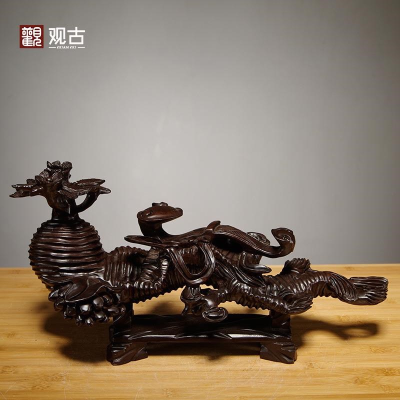 黑檀木雕人生如意摆件家居客厅玄关办公室装饰工艺品乔迁寓意送礼