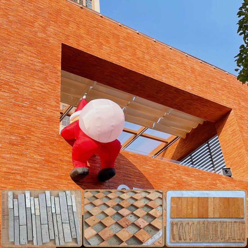 青砖马赛克红色条砖吧台背景墙艺术马赛克红砖片复古餐饮工装外墙