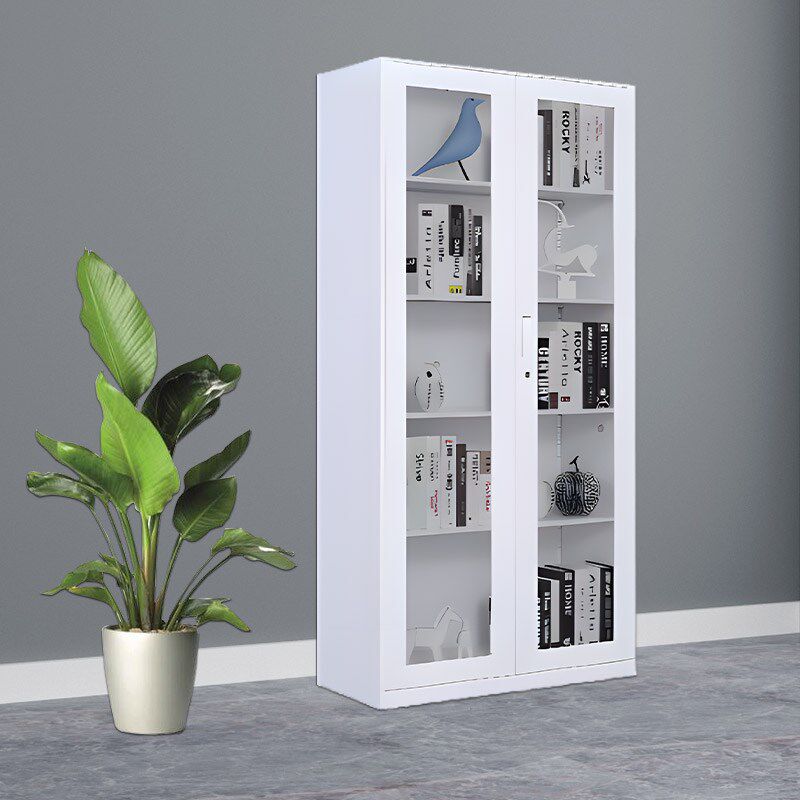 黑色黑色文件柜铁皮柜资料带锁矮柜书柜拆装彩色办公玻璃组合柜子