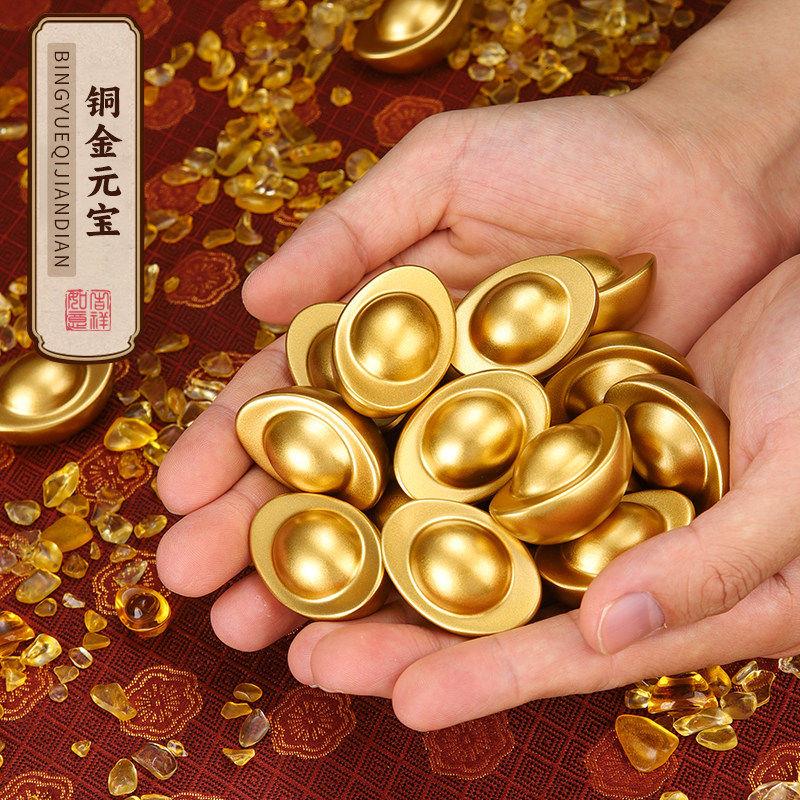 朱炳仁铜黄铜聚宝盆摆件 招财进宝铜质装饰 金条金元宝桌面摆件