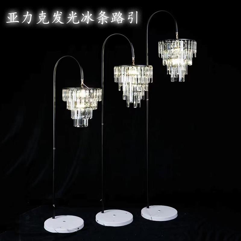 新款婚礼堂欧式铁艺电镀水晶吊灯婚庆道具灯冰晶条路引布置装饰厅