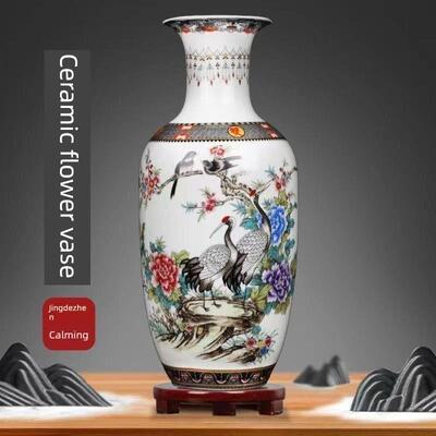 轻奢景德镇大型陶瓷花瓶彷古粉彩瓷器财富客厅电视柜入口插入饰品
