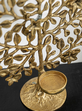 印度进口手工黄铜招财树摆件乔迁礼物吉祥发财树工艺品摇钱树烛台