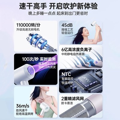 徕芬悦享高速电吹风机家用负离子护发速干大风力2025年低噪吹风筒