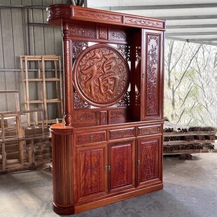 新中式实木玄关入户鞋柜金花梨木客厅屏风进门隔断间厅柜双面酒柜