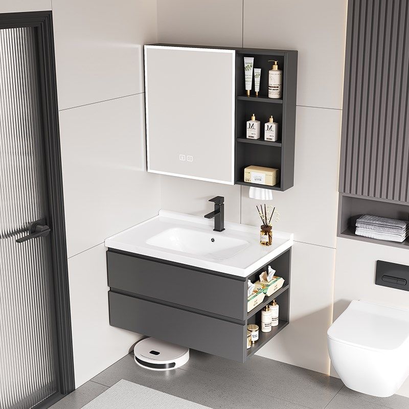 侧边收纳蜂窝铝合金浴室柜组合卫生间陶瓷一体盆洗漱台洗脸手盆柜