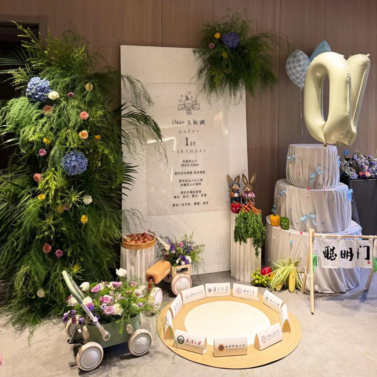 韩系宝宝周岁生日布置装饰气球kt板家庭版简约租赁抓阄道具背景墙
