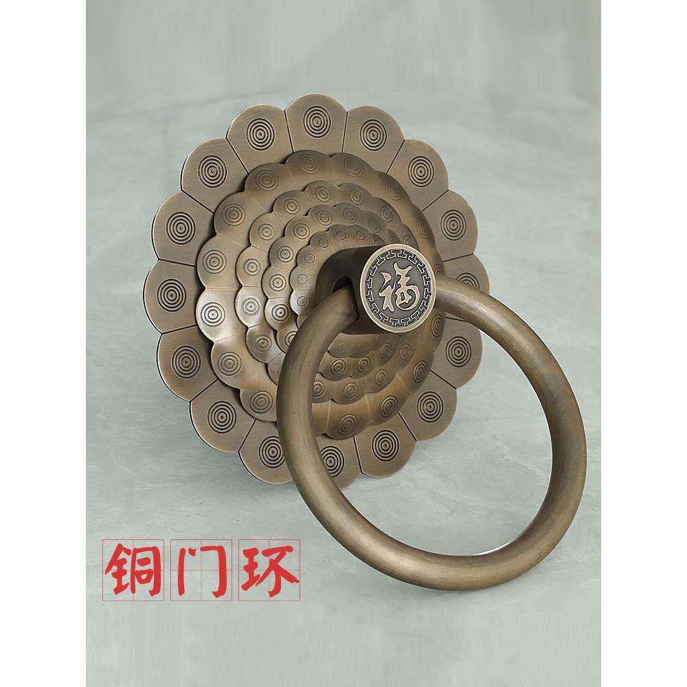 采购产品中国古董门把手，全铜覆古门把手，铜门环，老式木门拉环