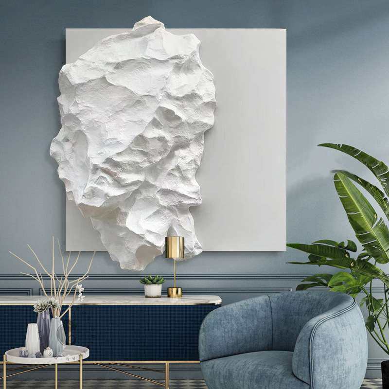 轻奢样板间立体实物画后现代极简白色玄关大气抽象组合艺术装饰画