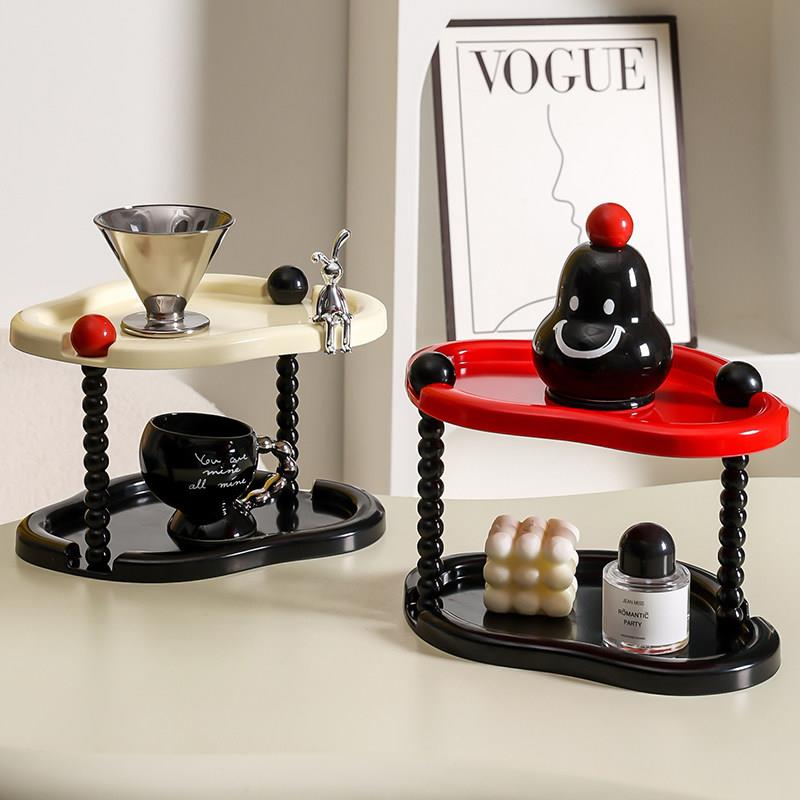 双层法式树脂置物架 厨房桌面咖啡店用多功能收纳架