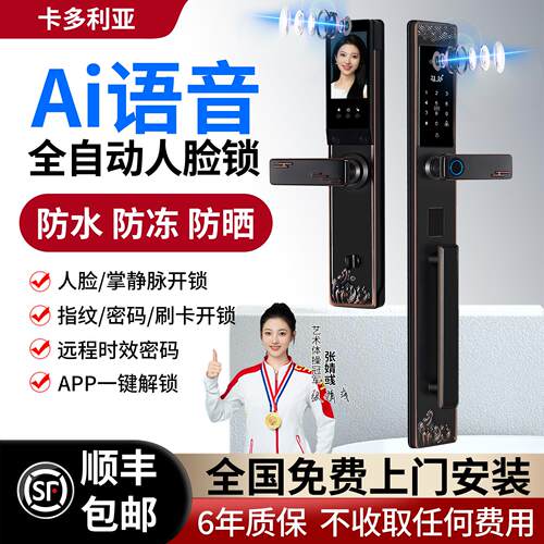 全自动户外防水别墅双开门智能锁人脸识别掌静脉指纹密码防盗门锁