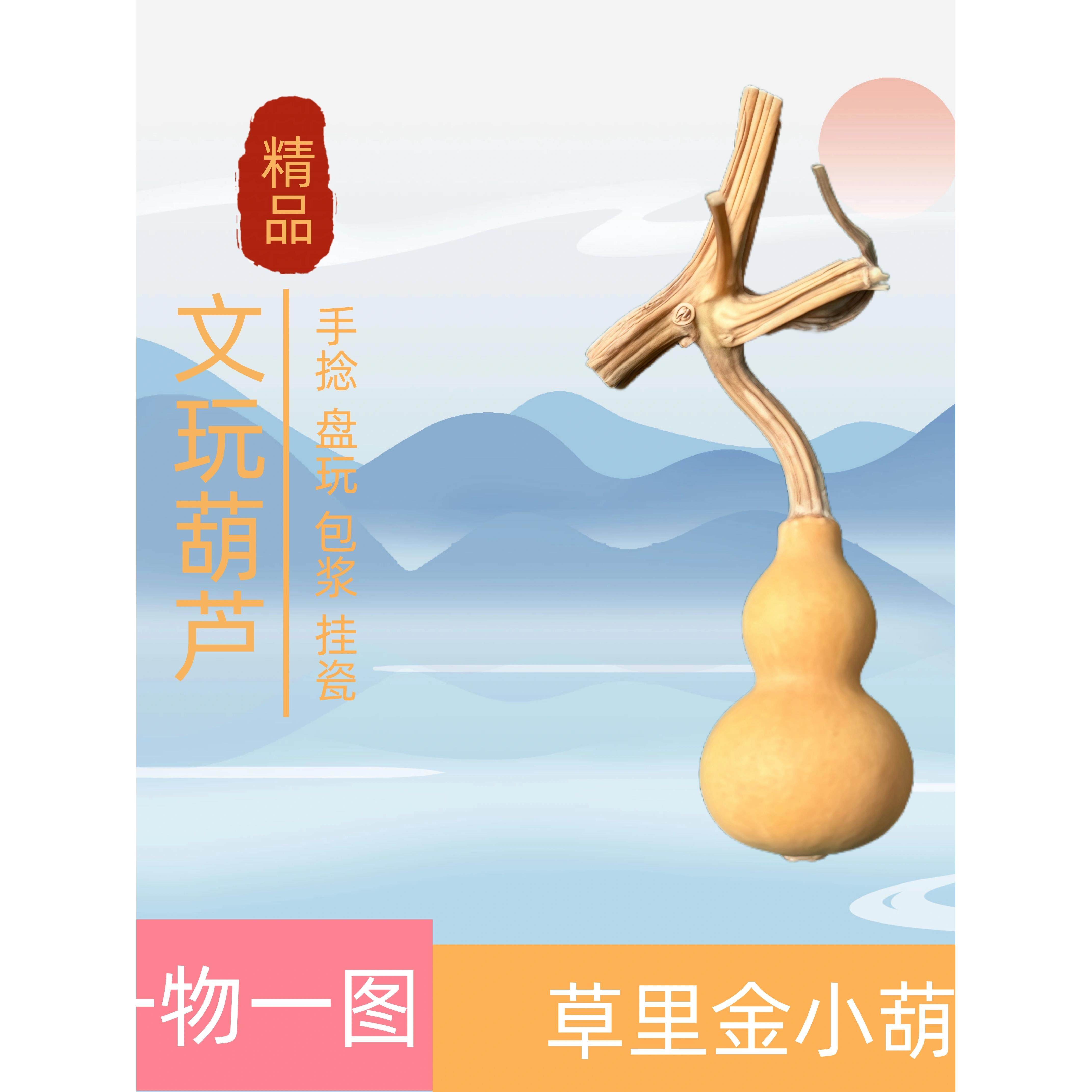 草里金小葫芦一物一图特小文玩小葫芦一物一图手捻葫芦手把件精品