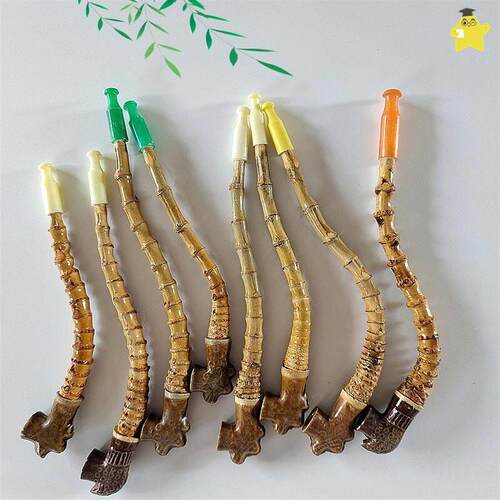 老式竹根斗手工竹节竹子烟杆传统竹根复古弯款制作旱烟杆可携式烟