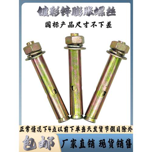 外膨胀螺丝国标镀彩锌拉爆铁爆炸钉6mm8mm10mm12mm厘毫米膨胀螺栓