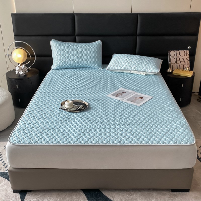 高品质加厚纯色乳胶凉席床笠款三件套凉感丝夏季清凉款可裸睡直销