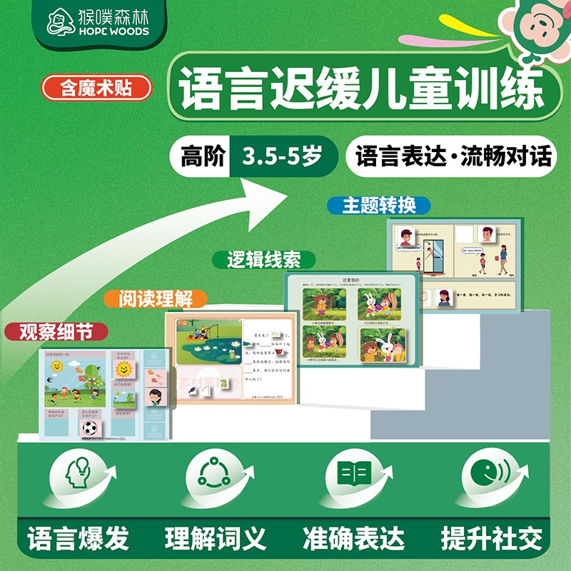 猴噗森林高级4语言表达看图说话儿童认知视觉专注力迟缓训练教具