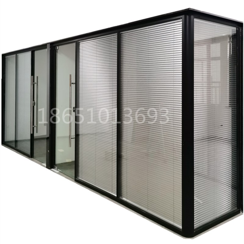 上海办公室隔断玻百叶隔墙简易磨砂铝合金雾化玻璃定制工厂