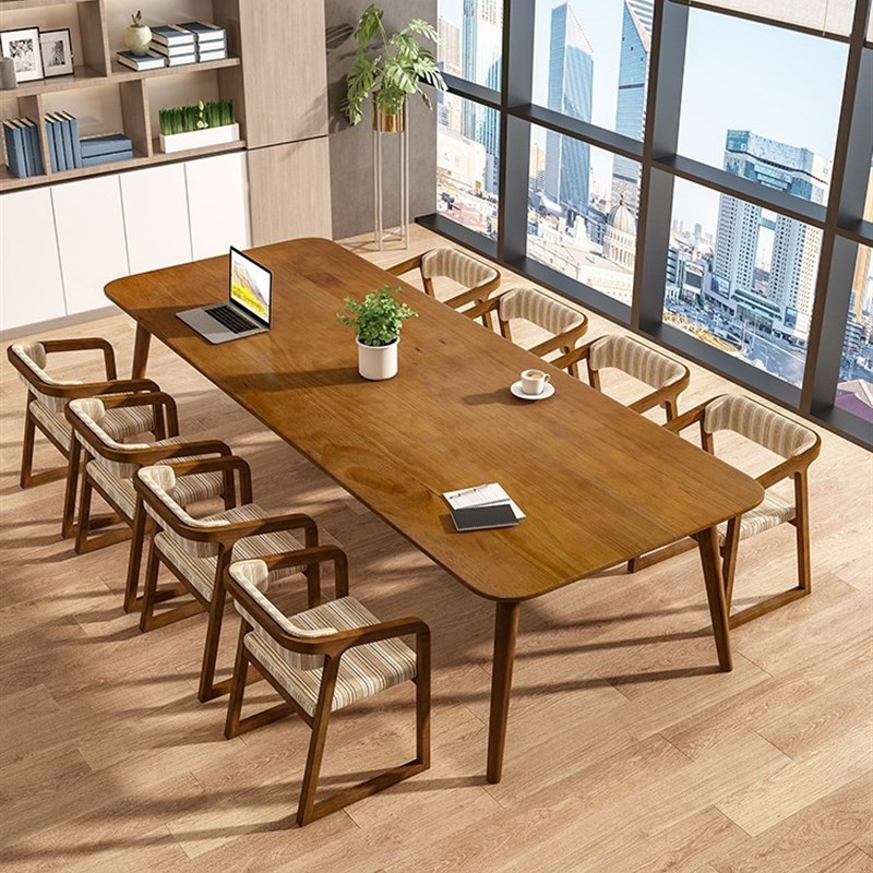 简约现代办公室桌椅实木会议桌长桌定制大板桌子工作台长条桌