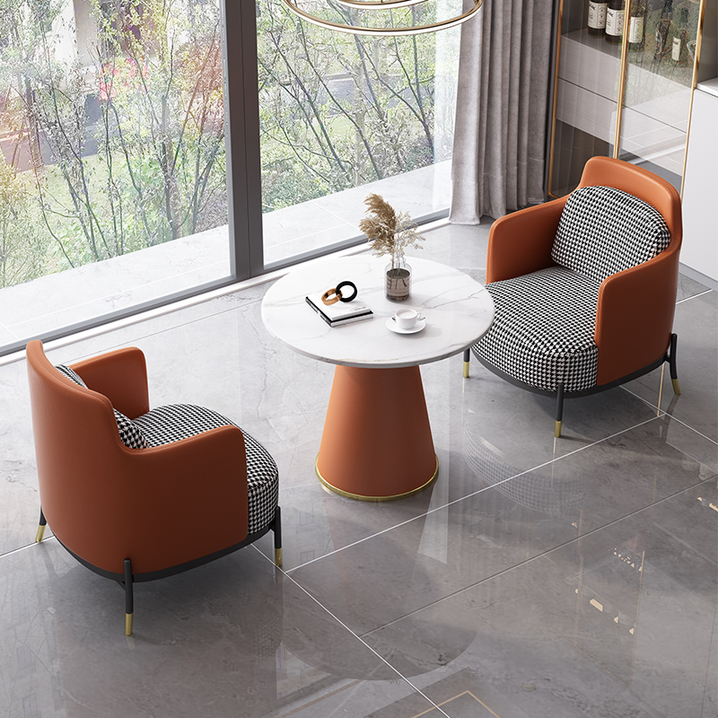 现代简约餐桌家用小户型吃饭桌圆桌休闲洽谈接待桌椅阳台桌椅