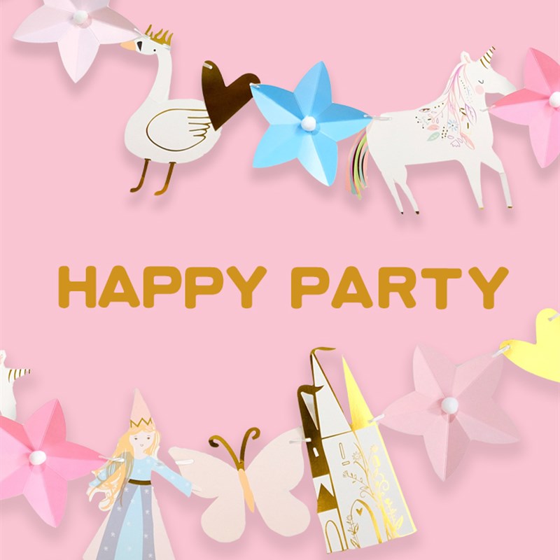 公主拉旗 装饰彩旗条幅儿童宝宝周岁派对装扮场景布置背景墙横幅