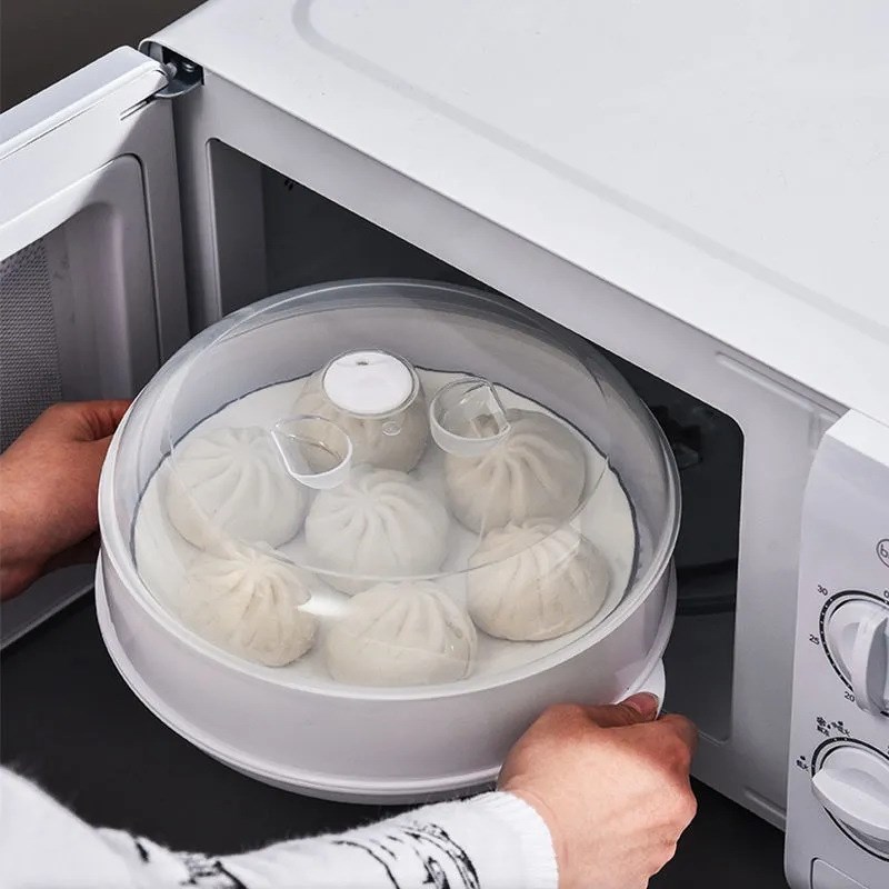 微波炉蒸笼蒸盒带盖蒸盘碗馒头加热盒办公室饭菜多层蒸锅塑料容器