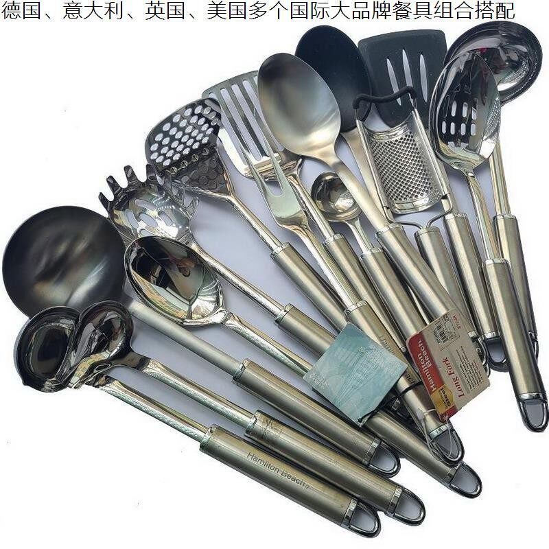 高档不锈钢硅餐具厨具胶锅铲汤勺煎铲分菜勺沙拉勺捞面勺土豆泥压