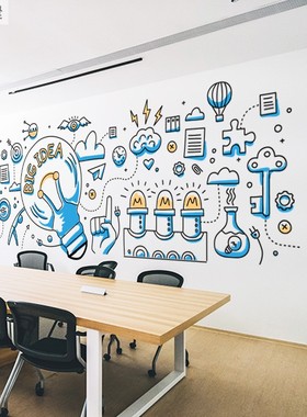 设计装饰广告公司办公室背景墙创意贴纸创新ider仿手绘艺术墙贴画
