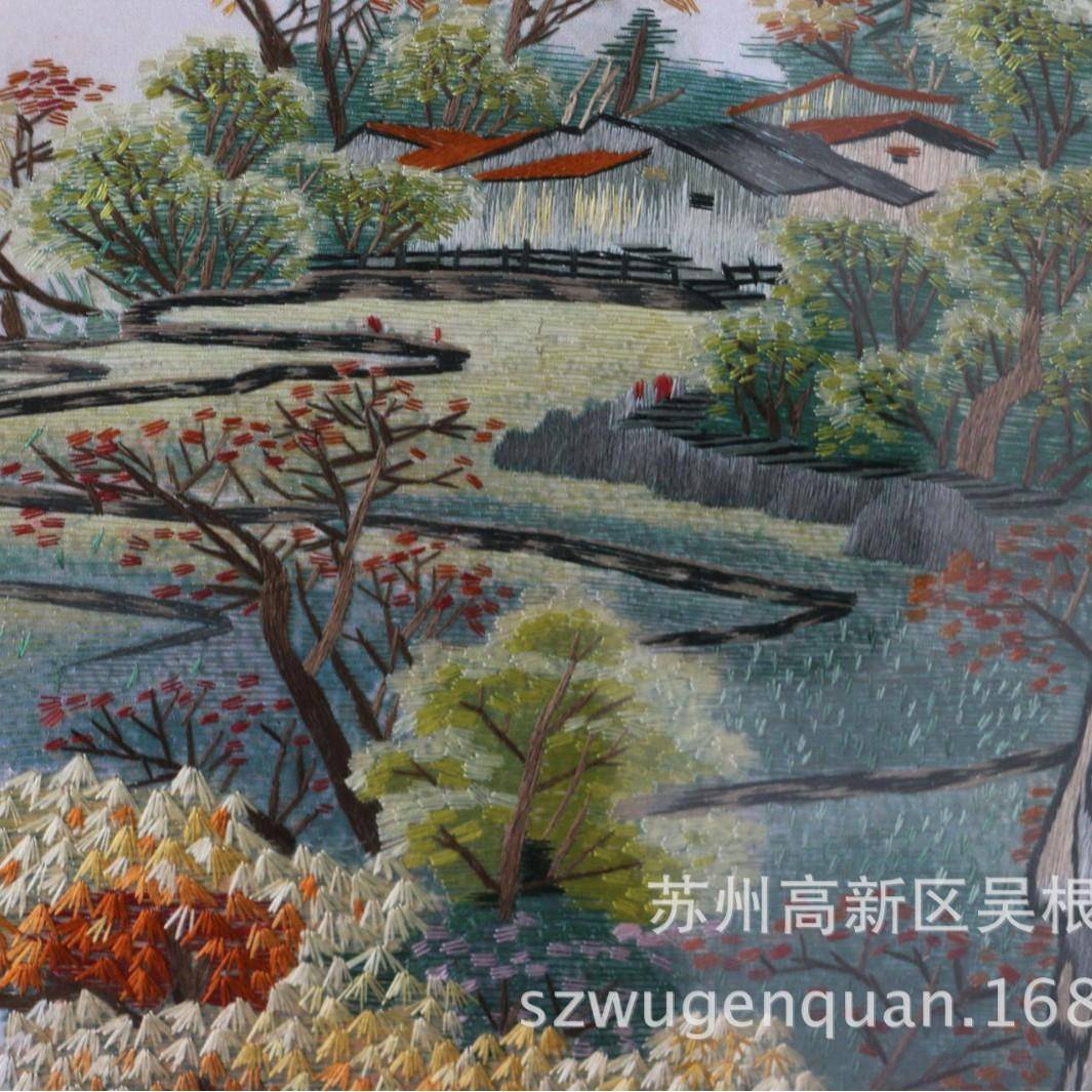 绣成99品挂画客苏厅书山房带框苏挂画州手工刺绣春夏秋冬水厂家生