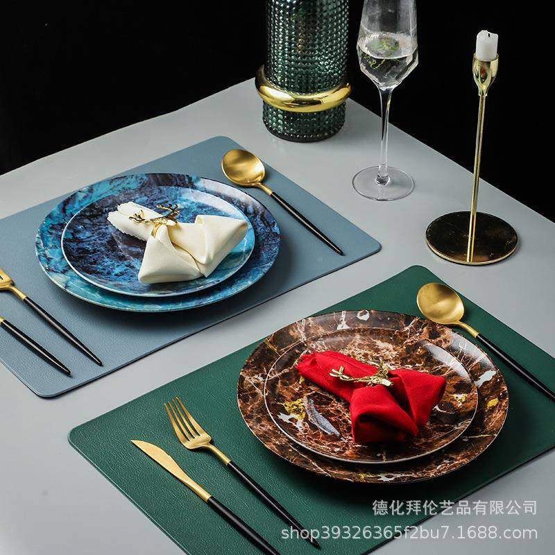 陶瓷大理石装纹摆台餐具套样板房餐具饰式西欧餐BL-1057盘牛排盘