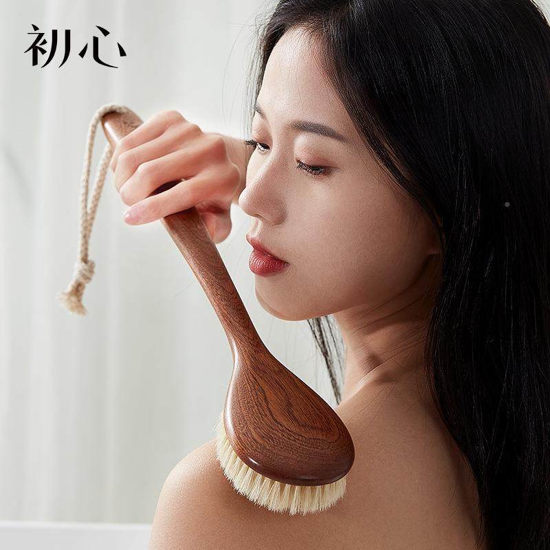 初背干心木质洗澡刷猪鬃毛刷搓美体搓长柄身YJS体刷刷背软毛澡沐