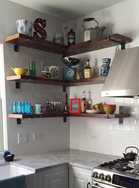 复墙古墙上置层架创意壁实木隔DM-41316板壁挂书架一字搁架物板铁