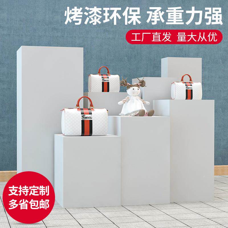 白色产木质烤漆展台228长方形橱窗模特站示台展会品陈列柜异性定