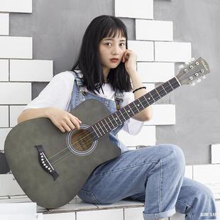 38寸椴吉他成学生民谣他guitar初学者入门618练木习人琴木吉他厂