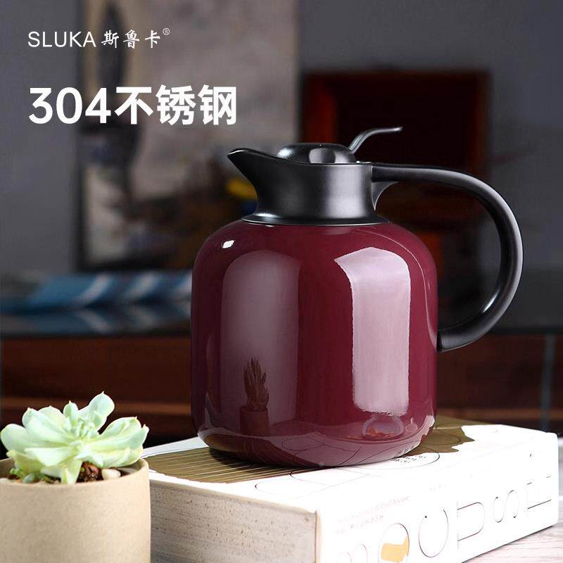 斯鲁卡保温容瓶304不锈钢WMY内胆保壶家用暖水壶大量古温红短复粗