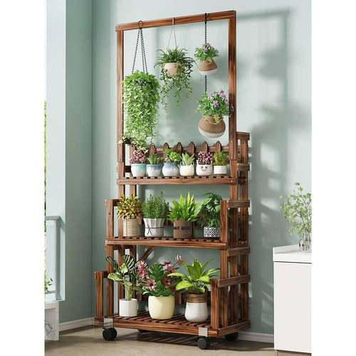 2025新款防腐木室花架置物架阳台移动子客阶梯花架厅VVA落地式内