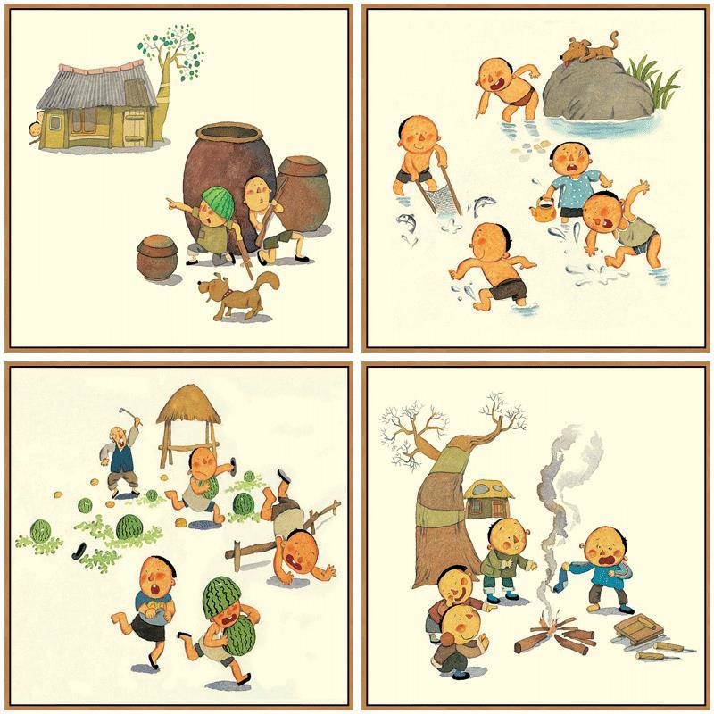 新室中式儿童房挂画小孩房墙童画书房年客厅装无品牌/饰画画学校