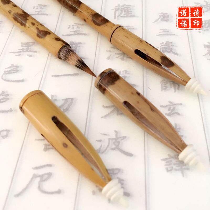 抄老技师经工艺仿XZF唐笔缠竹毫加麻蝇狼头小楷毛笔