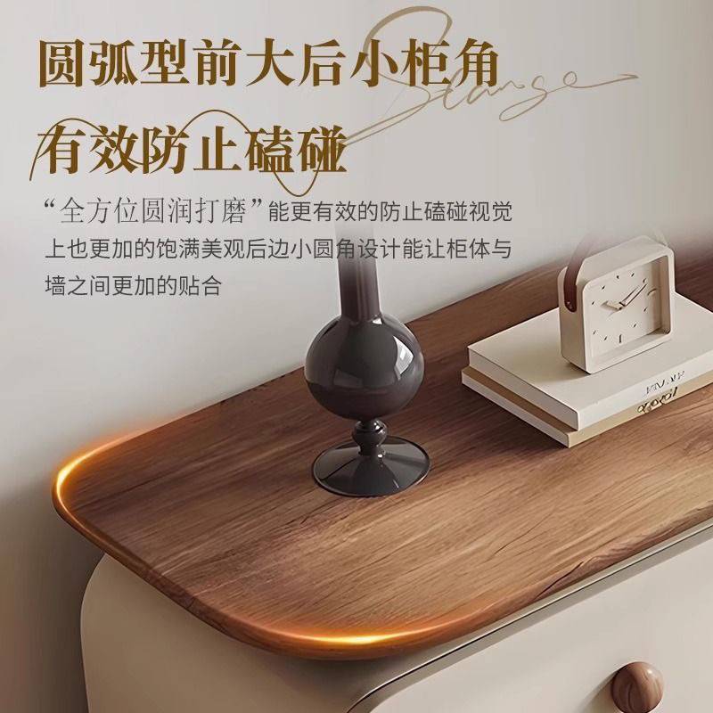 环保级实木梳妆台:现代简约胡桃色斗柜带修容镜