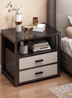 铁艺床奢头柜替茶代轻现收代纳柜创意几家用UNG卧室床边置物架储