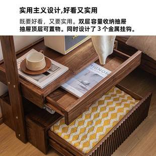 北可美架黑胡桃木衣帽落地214卧室挂衣物架移动收纳储物多功能置