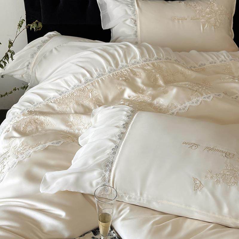 公主风韩蕾6WSQS兰精天丝式四件套夏季0丝滑凉感刺丝绣被套床笠床