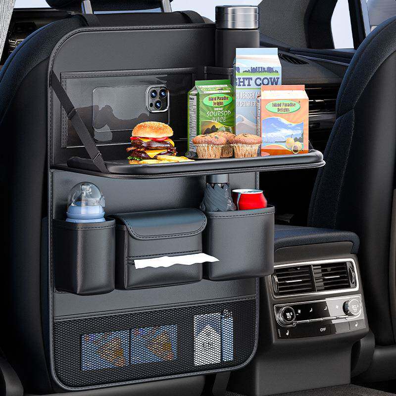 车载垃圾桶565餐巾盒汽车座椅后收纳袋可折纸叠背小桌板后排置物