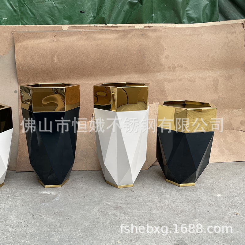 不锈钢电镀烤漆双色落地花钵