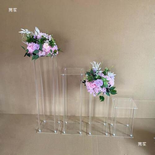 新款婚thfg$*&f庆道具透布明亚克方桌架婚礼摆花力架橱窗置装饰用