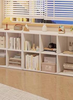 客厅开放书儿童落TIJ置物地架合方格柜木书柜矮柜黑色自由组格子