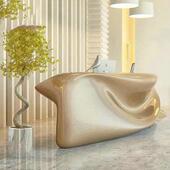 厂家直公HYG 510供大询堂休闲吧台桌司形象酒店异形接待台咨钢台