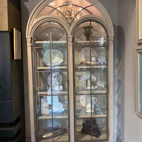 式实木书柜乡村art董酒玻柜建筑复兴双开门78426璃古美收藏展示柜