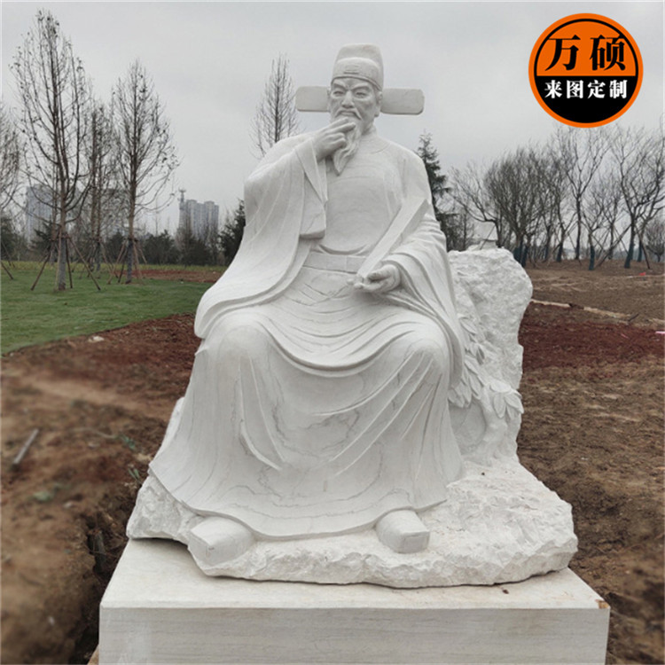 厂家制作石材人物雕塑古代人物诗人李白士兵将军战士石雕景区雕塑