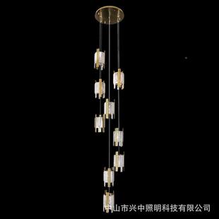 楼梯长吊灯轻奢晶601灯水lot复式 大楼吊灯f别墅酒店后现代楼梯间