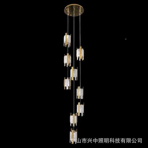 楼梯长吊灯轻奢晶601灯水lot复式大楼吊灯f别墅酒店后现代楼梯间